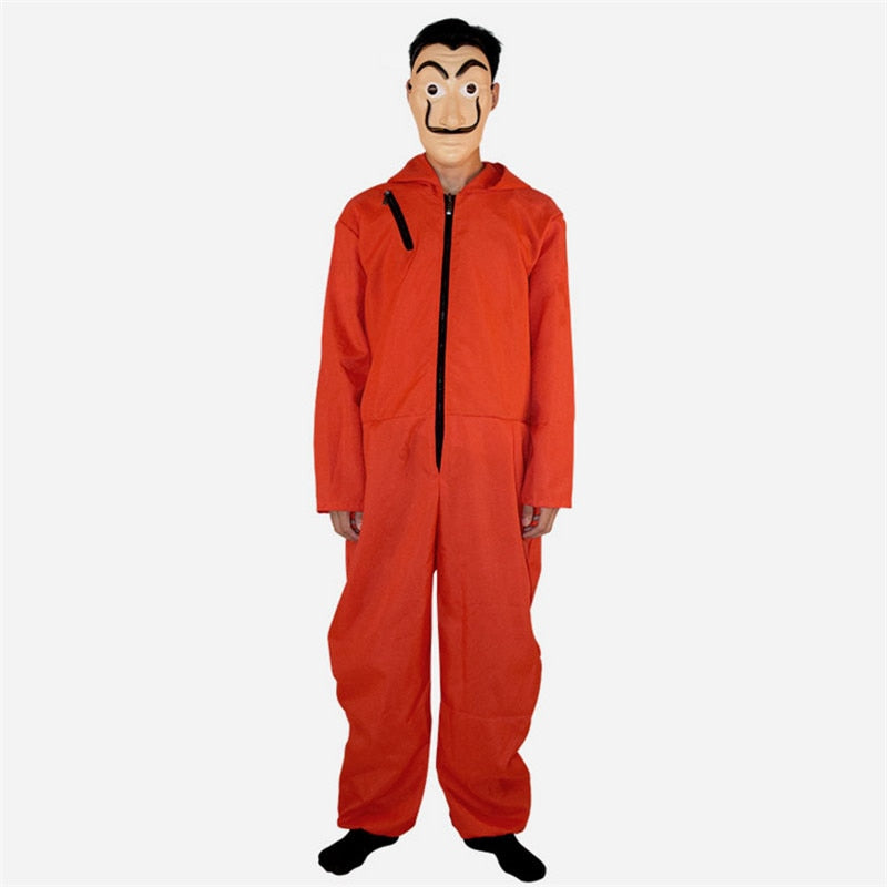 Costume Salvador Dalí La Casa de Papel – Déguisement Halloween & Cosplay Money Heist, Combinaison + Masque, Adulte & Enfant