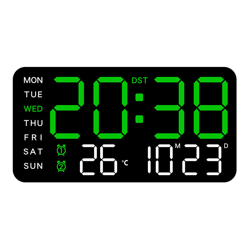 Horloge Murale LED Digitale Multifonctions – Heure Température Humidité Date Double Alarme, Rétroéclairage RGB 8 Couleurs, USB ou Piles, 3 Coloris