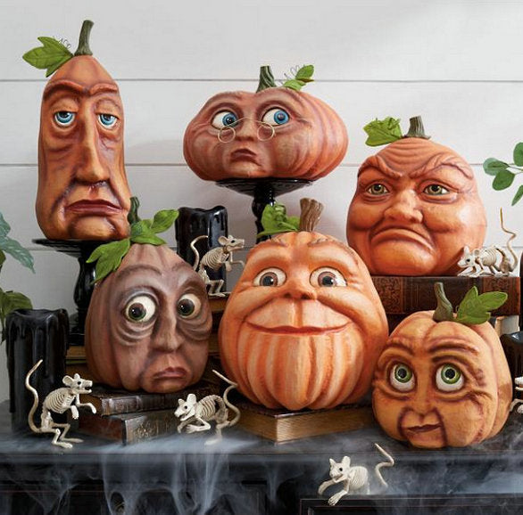 Tête de Citrouille Halloween Décoration Extérieure – Accessoire Atmosphère Fête & Jardin, 6 Modèles