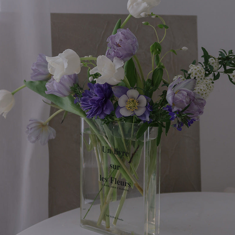 Vase Décoratif en Acrylique – Fleurs, Maquillage & Déco Bureau | Bleu, Marron, Rouge, Transparent