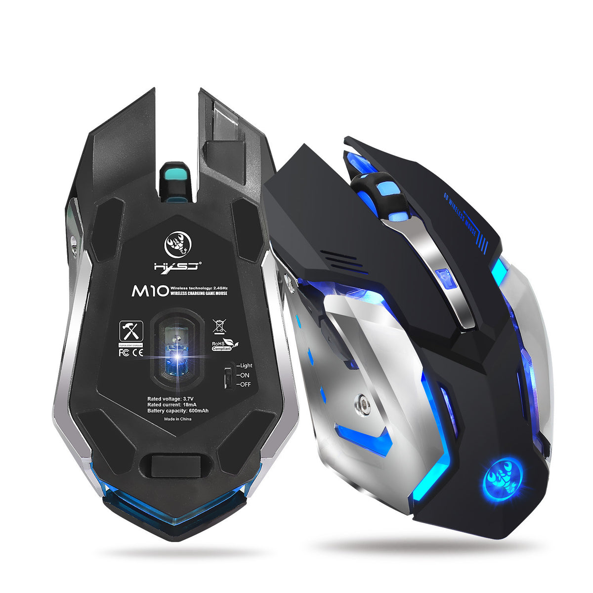 Souris Gaming Sans Fil Rechargeable 2,4 GHz – RGB 7 Couleurs, 6 Boutons, DPI 2400, Batterie 600 mAh, Silencieuse, PC & Mac