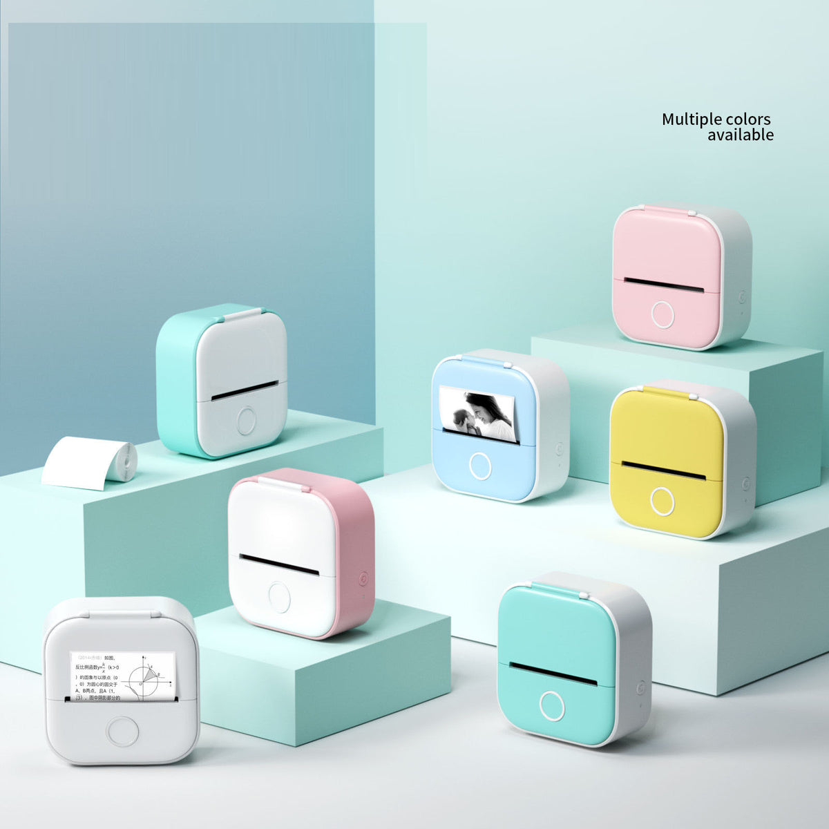 Mini Imprimante Thermique Bluetooth Portable – T02, 6 Coloris, Papier 53x30mm, Batterie Lithium, Étiquettes & Photos