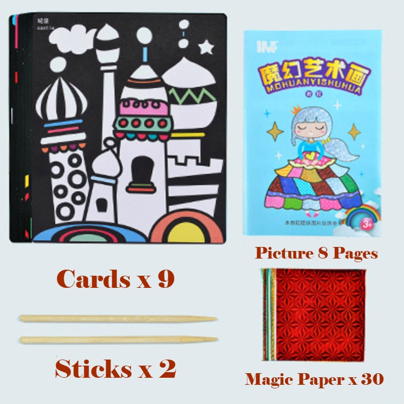Kit Dessin Transfert Magique DIY Enfant – Peinture Cartoon 20x17cm, Jouet Éducatif Créatif, Cadeau Enfant