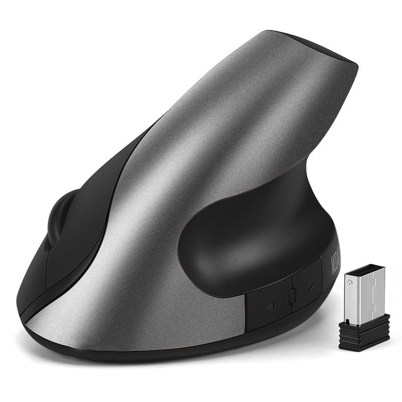 Souris Sans Fil Ergonomique 2.4G Silencieuse Rechargeable – Verticale & Tenue en Main, Optique, Or Gris Noir, PC & Laptop