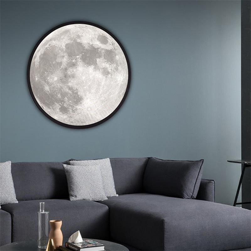 Miroir LED Lune & Mercure – Lampe Décorative avec Cadre en Bois