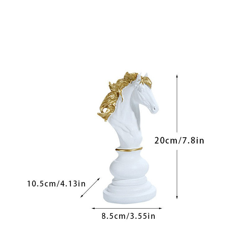 Set 3 Pièces d’Échecs Décoratives en Résine – Roi Reine Cheval, Style Européen, Déco Salon Bureau Cave à Vin, Cadeau