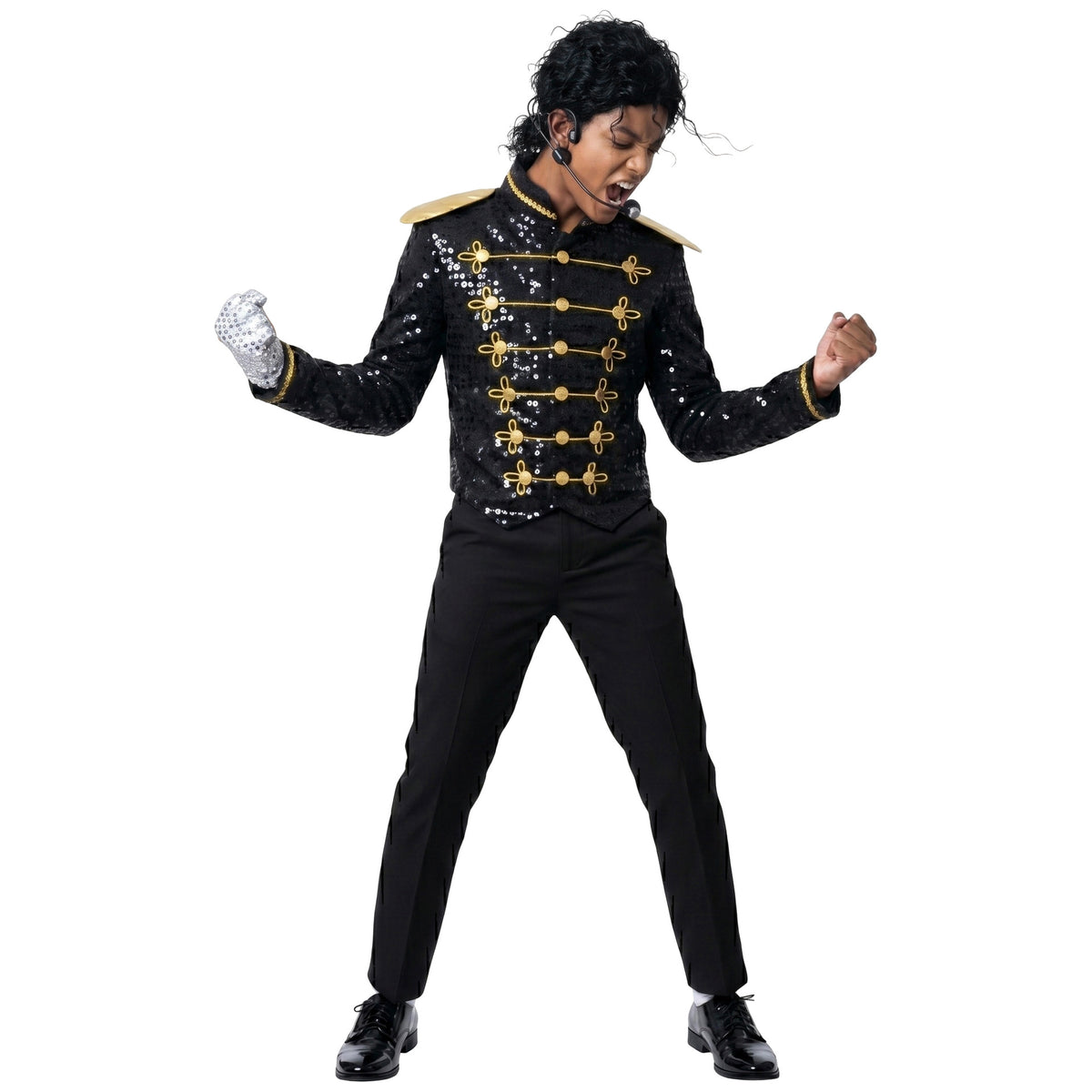 Costume Michael Jackson Enfant – Déguisement Paillettes Cosplay Scène & Halloween, Tailles S à XL