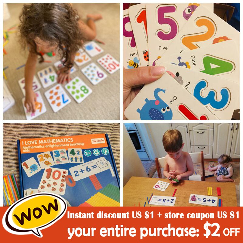 Jouet Montessori Mathématiques en Bois – Stickers Comptage, Reconnaissance des Chiffres, Éveil Préscolaire, Cadeau Anniversaire Enfant