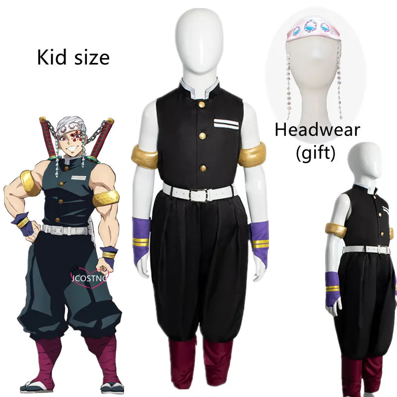 Costume Cosplay Enfant Style Pilier du Son Anime – Set Complet avec Protection Front, Polyester, Tailles 110–140cm, Halloween Fête