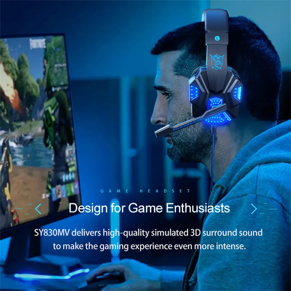 Casque Gaming Filaire PC – Micro Intégré, LED RGB, Jack 3,5mm + USB, Câble 2m, 3 Coloris, Confort Longue Durée