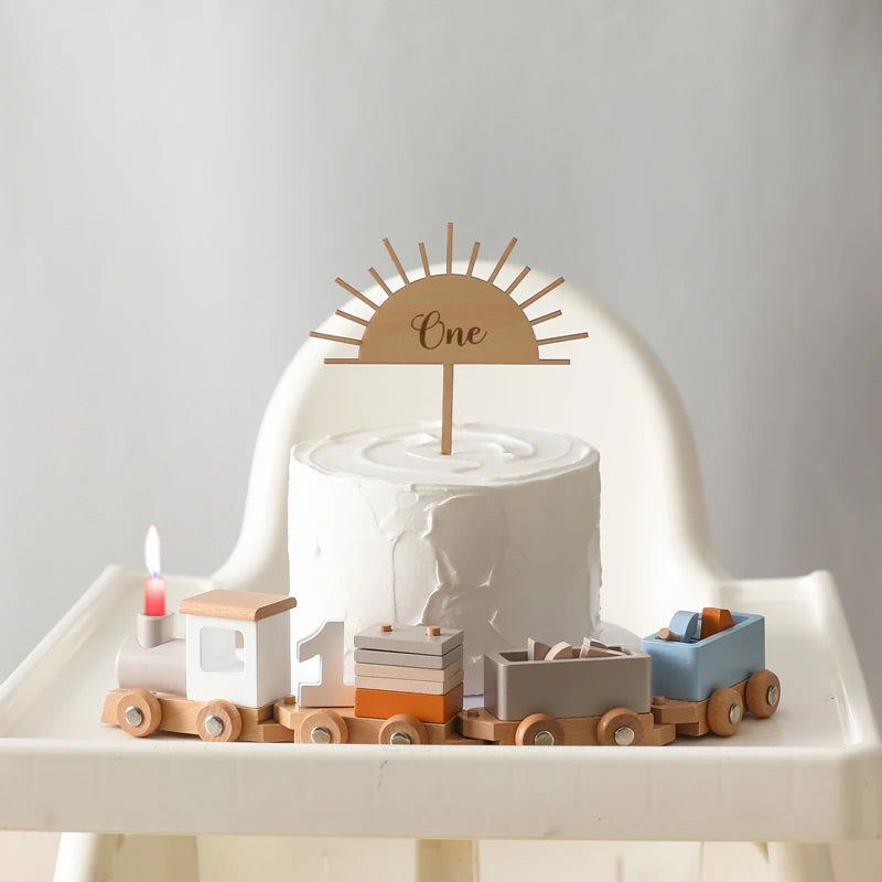 Train en Bois Montessori – Chariot À Pousser Bebe, Chiffres en Bois, Éveil & Apprentissage, Cadeau Naissance Anniversaire