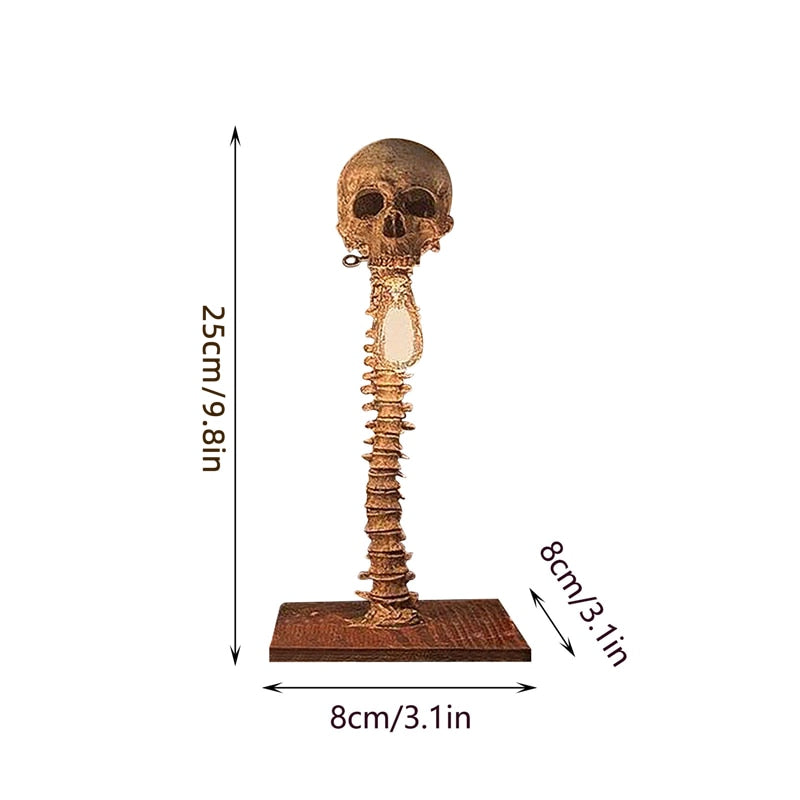Lampe Crâne Squelette 3D Halloween – Statue Résine Peinte Main, Pied Colonne Vertébrale, Déco Bureau & Chambre