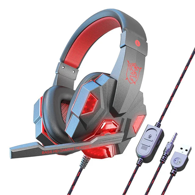 Casque Gaming Filaire PC – Micro Intégré, LED RGB, Jack 3,5mm + USB, Câble 2m, 3 Coloris, Confort Longue Durée