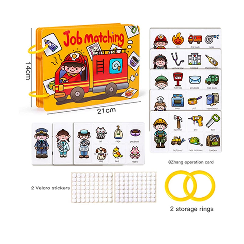 Livre Éducatif Stickers Repositionnables Thème Métiers – Jouet en Bois, Enfant 3-6 Ans