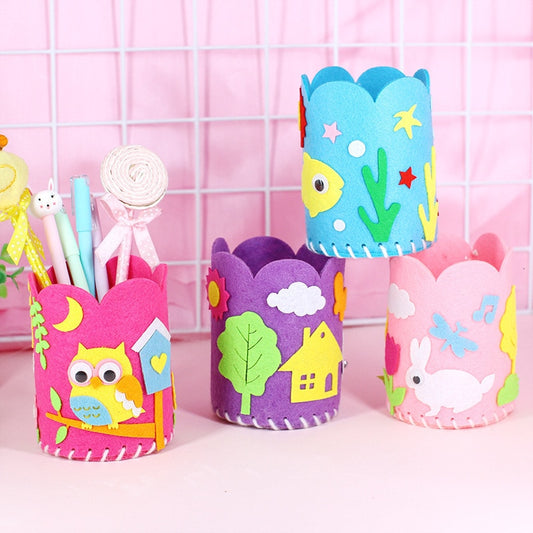 Kit DIY Porte-Crayons Créatif Enfant – Lot de 5 à Assembler & Décorer, Tissu Non Toxique, Activité Manuelle, Cadeau Enfant