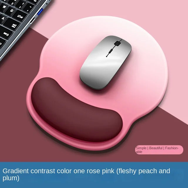 Tapis de Souris Dégradé avec Repose-Poignet Silicone – Tissu Doux, Antidérapant, 4 Coloris Pastel, Bureau & PC