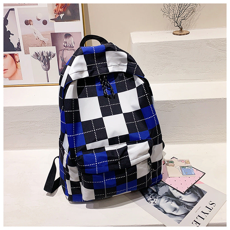Sac à Dos Canvas Carreaux Style Rétro – Grande Capacité, Lycée & Ordinateur, 4 Coloris