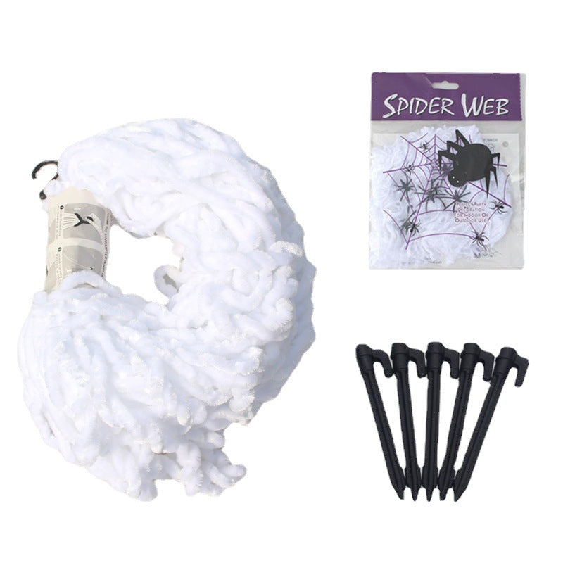 Kit Toile d’Araignée Triangulaire Halloween – Grosse Araignée Peluche, Déco Intérieur & Extérieur, 5 Formats au Choix