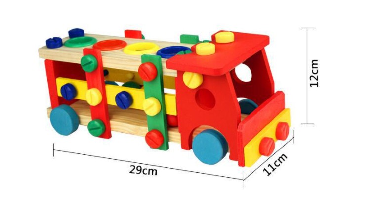 Kit Montessori Bois à Assembler – Camion ou Voiture, Écrous & Boulons DIY, Coordination Main-Œil, Bois Non Toxique, Cadeau Enfant