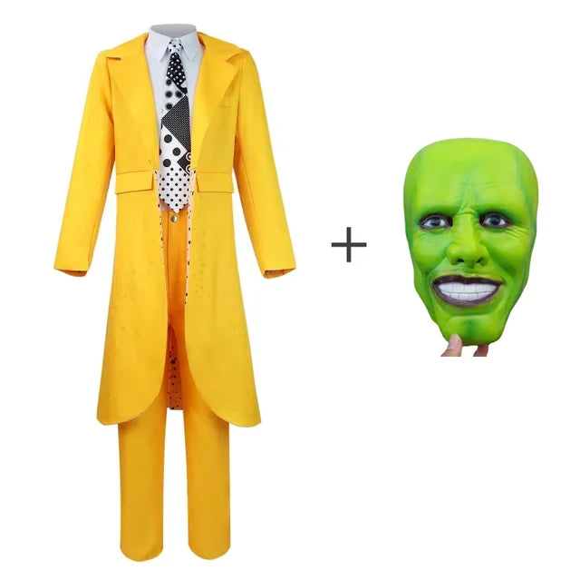 Costume The Mask Jim Carrey – Déguisement Halloween & Carnaval Complet, Cosplay Film Culte, Tailles S à XXXL