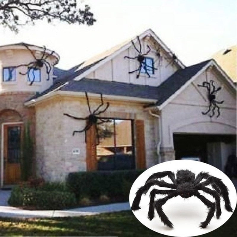 Araignée Géante Noire Halloween – Décoration Intérieur & Extérieur, Maison Hantée, 4 Tailles : 90 à 200 cm