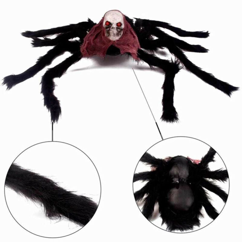 Grande Araignée Peluche Géante Halloween – Décoration Maison Hantée, Jardin & Extérieur, Crâne & Prop de Fête
