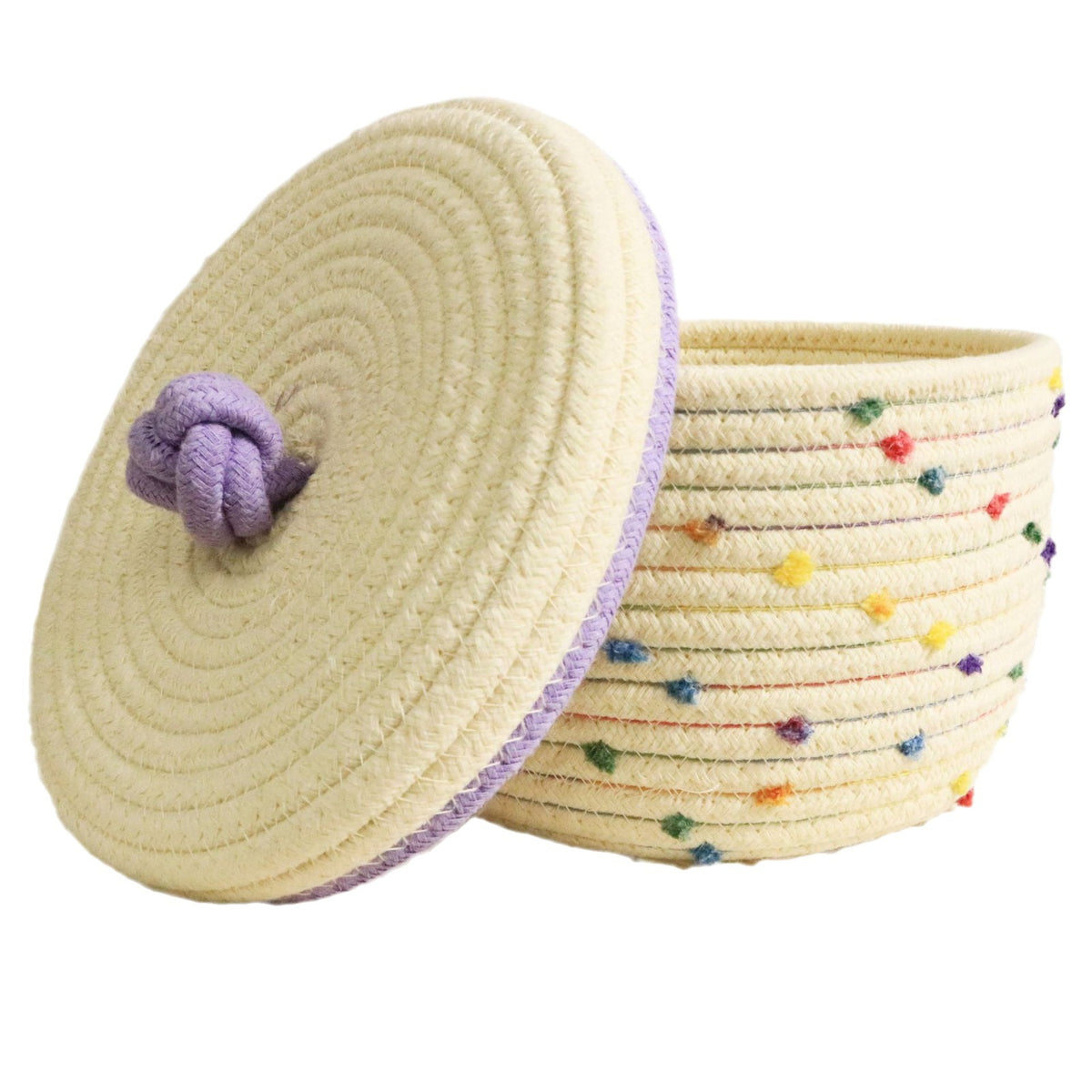 Panier de Rangement Tressé en Coton – Bureau & Cosmétiques, 18x13,5x21,6cm, Coloris Crème, Décoration Maison