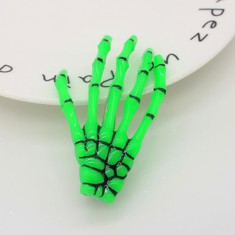 Serre-Tête Main Squelette Halloween Phosphorescent – Barrette 3D Créative, 6 Coloris, Accessoire Déguisement Fête Cosplay