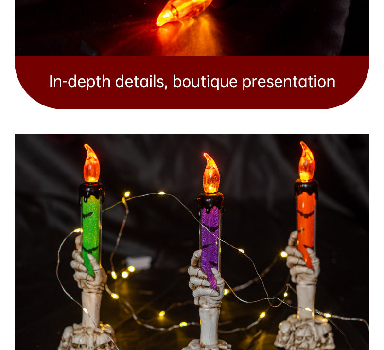 Bougie LED Crâne Larmes Halloween – Électronique Sans Fumée, Déco Maison Hantée Salle Secrète, 3 Coloris