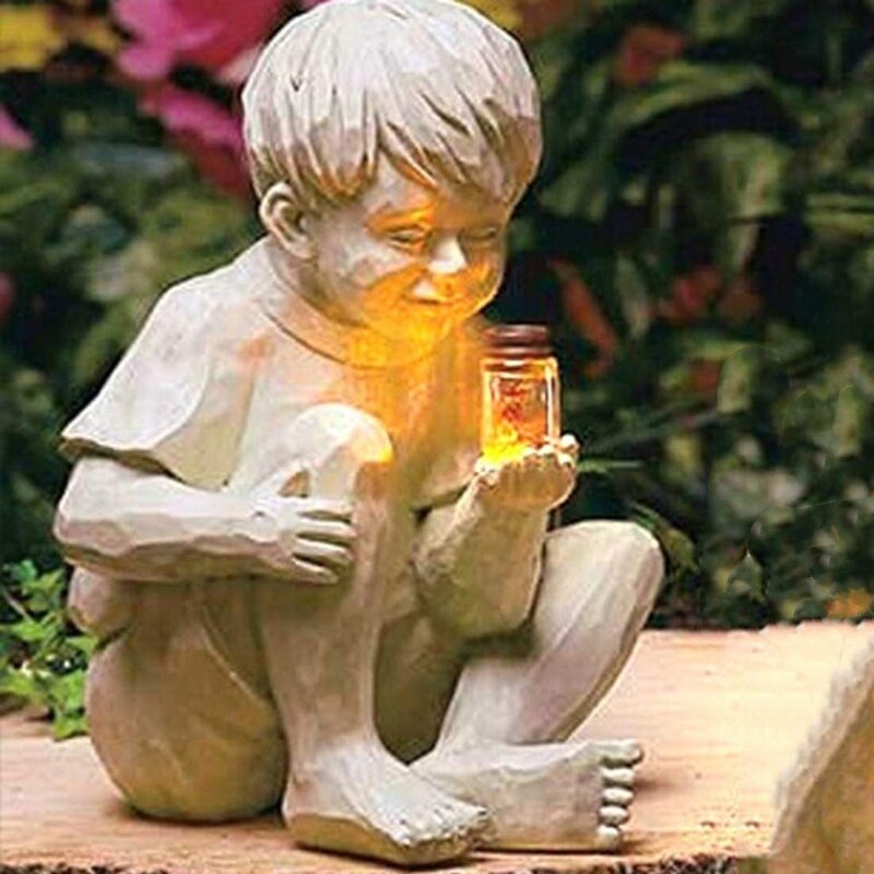 Figurine Enfant en Résine Phosphorescente – Statuette Garçon ou Fille, Décoration Jardin & Maison