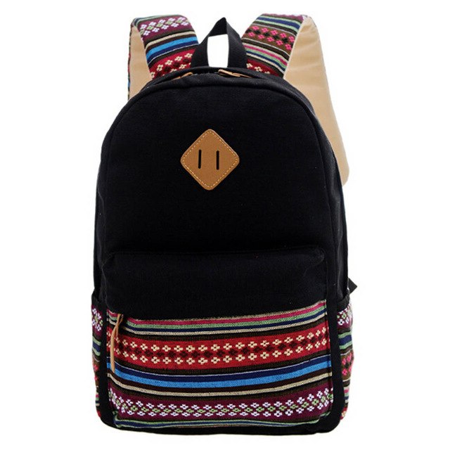 Sac à Dos Canvas Grande Capacité – Unisexe, École, Voyage & Randonnée, Noir