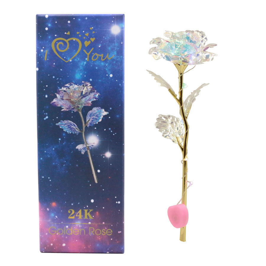 Rose Artificielle LED Lumineuse – Fleur Galaxie Romantique, Cadeau Saint-Valentin & Mariage, 23cm