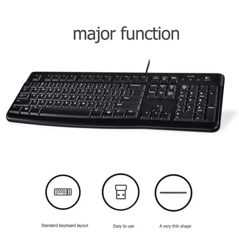 Clavier filaire Logitech K120 – USB, Résistant aux éclaboussures | PC & Mac
