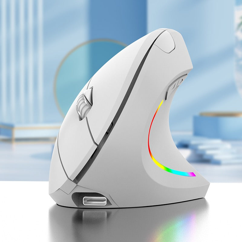 Souris Verticale Sans Fil Ergonomique 2,4 GHz – Récepteur USB, Prévention TMS, 3 Coloris Blanc Rose Noir, PC & Mac