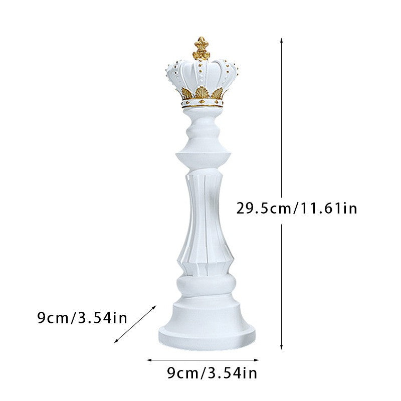Set 3 Pièces d’Échecs Décoratives en Résine – Roi Reine Cheval, Style Européen, Déco Salon Bureau Cave à Vin, Cadeau