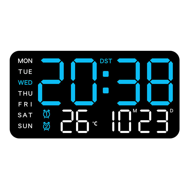 Horloge Murale LED Digitale Multifonctions – Heure Température Humidité Date Double Alarme, Rétroéclairage RGB 8 Couleurs, USB ou Piles, 3 Coloris
