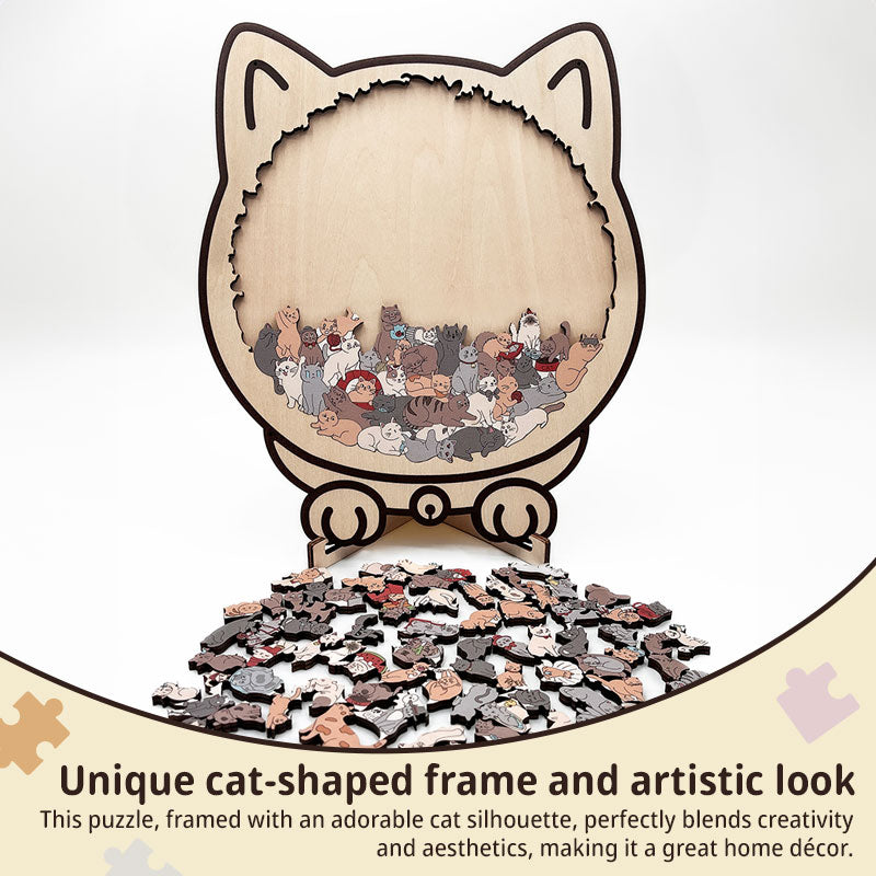 Puzzle 135 Pièces Silhouette Chat – Pièces Forme Patte, Décoration & Cadeau, 4 Palettes de Couleurs