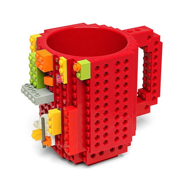 Mug Créatif Style Briques 350ml – Plastique Alimentaire Certifié, 6 Coloris, Enfant & Adulte, Cadeau Original