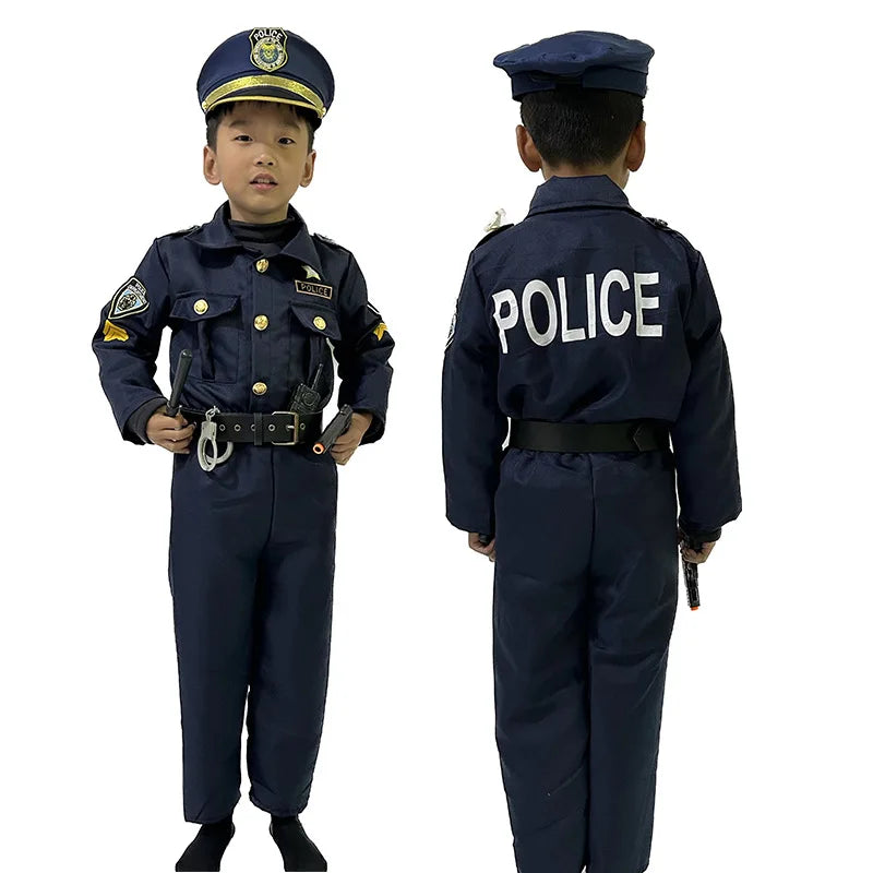 Costume Policier Enfant – Déguisement Halloween & Carnaval, Ensemble Unisexe, Tailles XS à XL (90-130 cm)