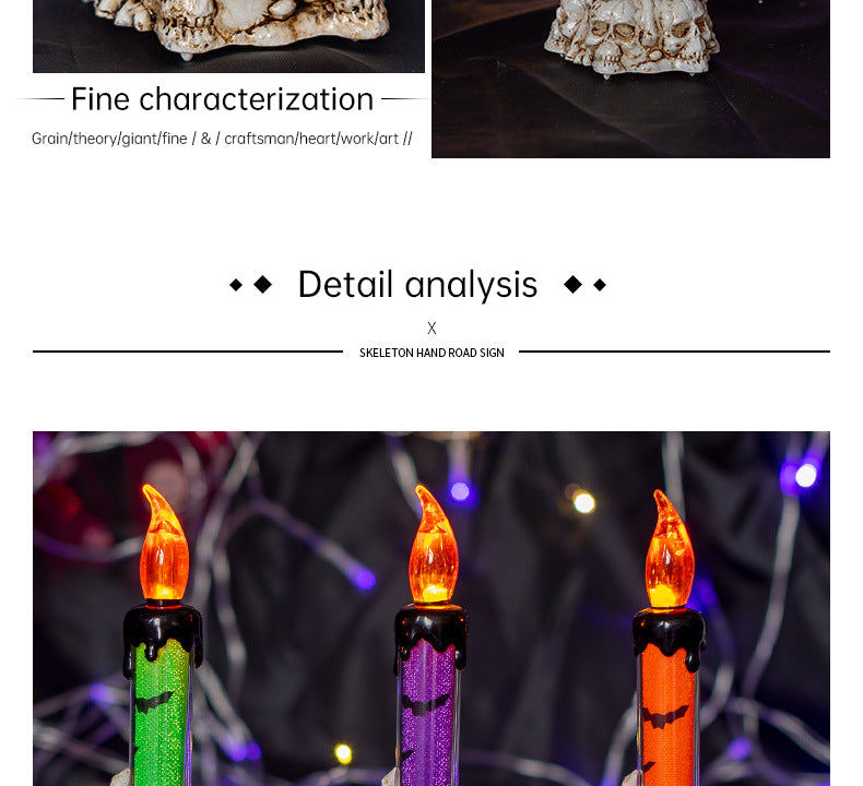 Bougie LED Crâne Larmes Halloween – Électronique Sans Fumée, Déco Maison Hantée Salle Secrète, 3 Coloris