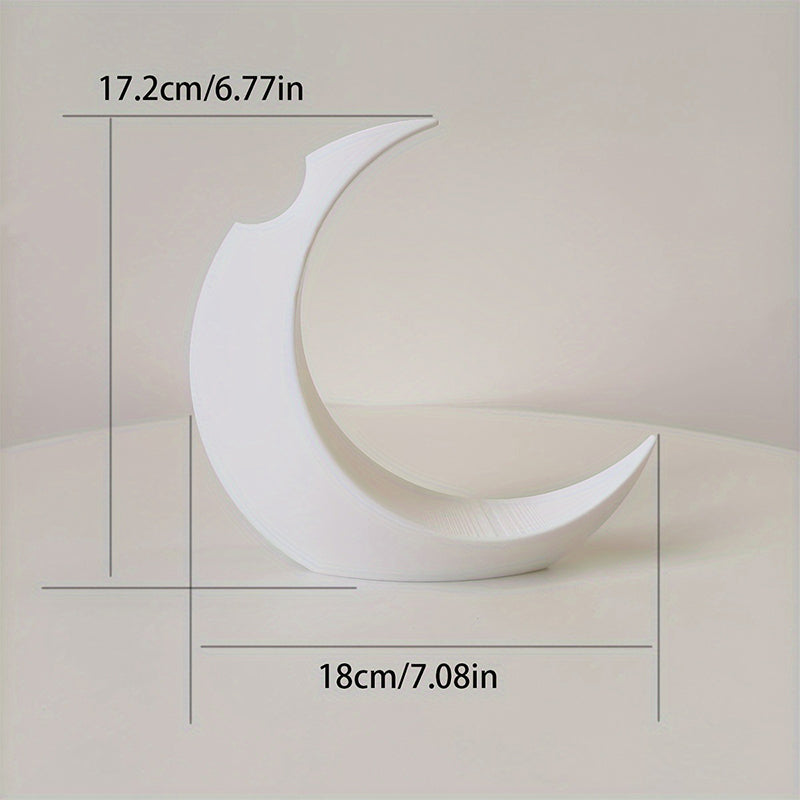 Vase Gothique Lune Imprimé 3D – Décoration Bureau & Maison, Fleurs Séchées ou Artificielles, Style Européen, Noir ou Blanc