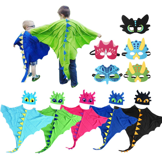 Cape Dinosaure Enfant – Déguisement Halloween & Noël, Tissu 120x110cm, 5 Coloris, 3-8 Ans