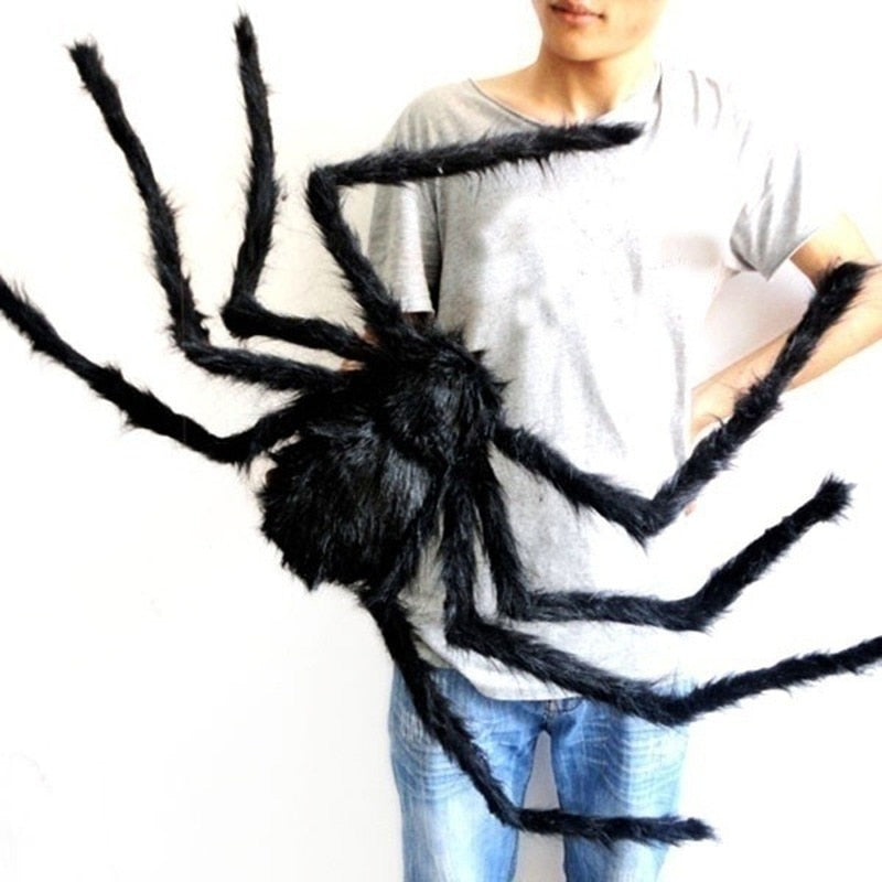 Araignée Géante Noire Halloween – Décoration Intérieur & Extérieur, Maison Hantée, 4 Tailles : 90 à 200 cm