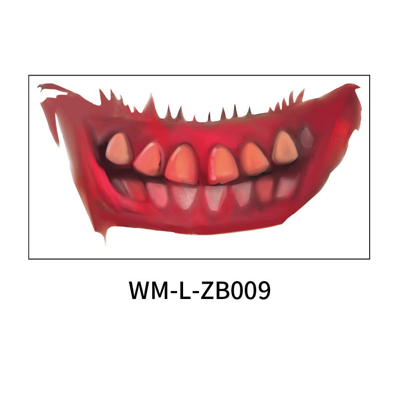 Stickers Tatouage Bouche Halloween – Maquillage Lèvres Horreur DIY, 10 Modèles, Coloris ou Noir & Blanc, Soirée Déguisée