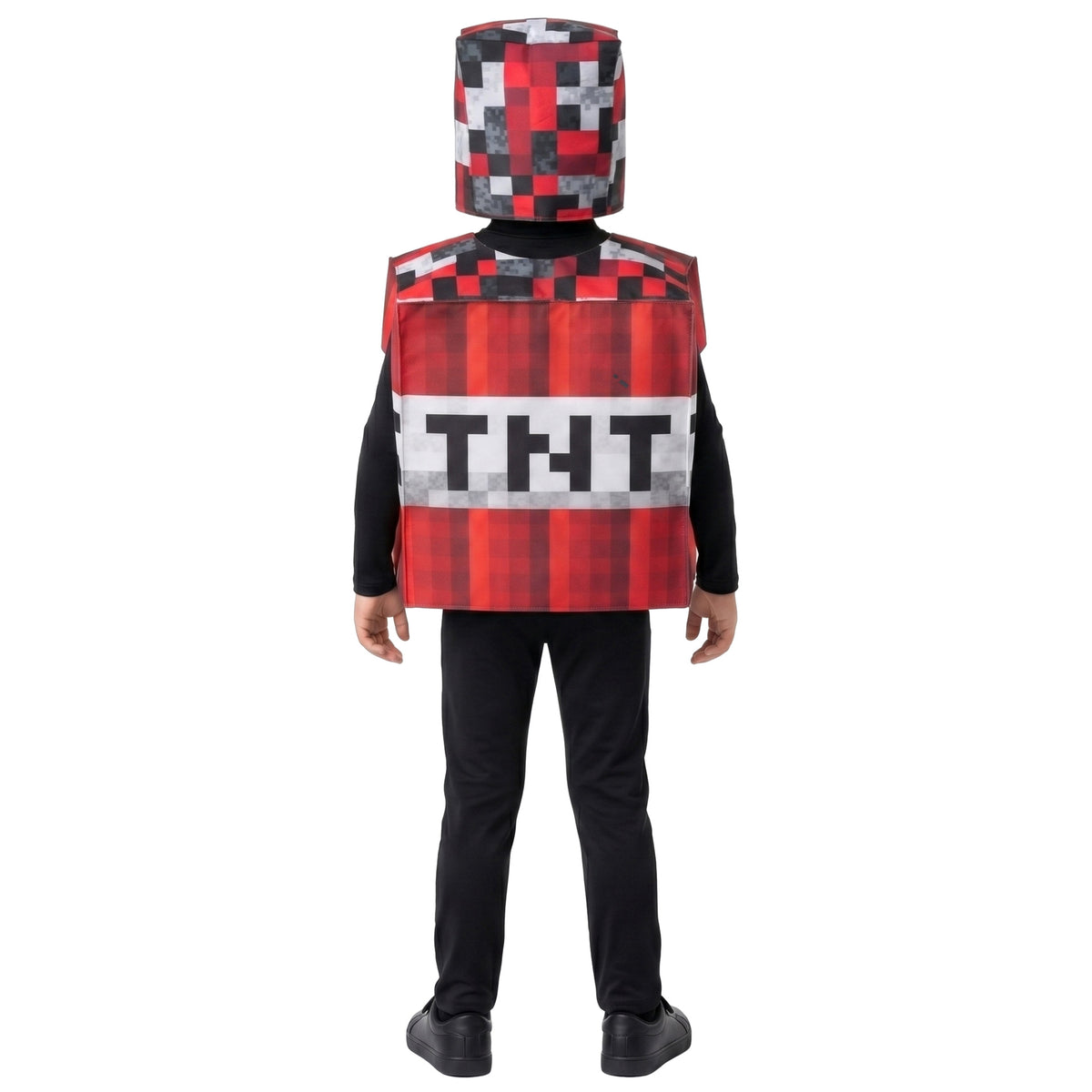 Costume TNT Minecraft Enfant – Déguisement Cosplay Halloween & Scène, Rouge & Noir, Tailles S à XL