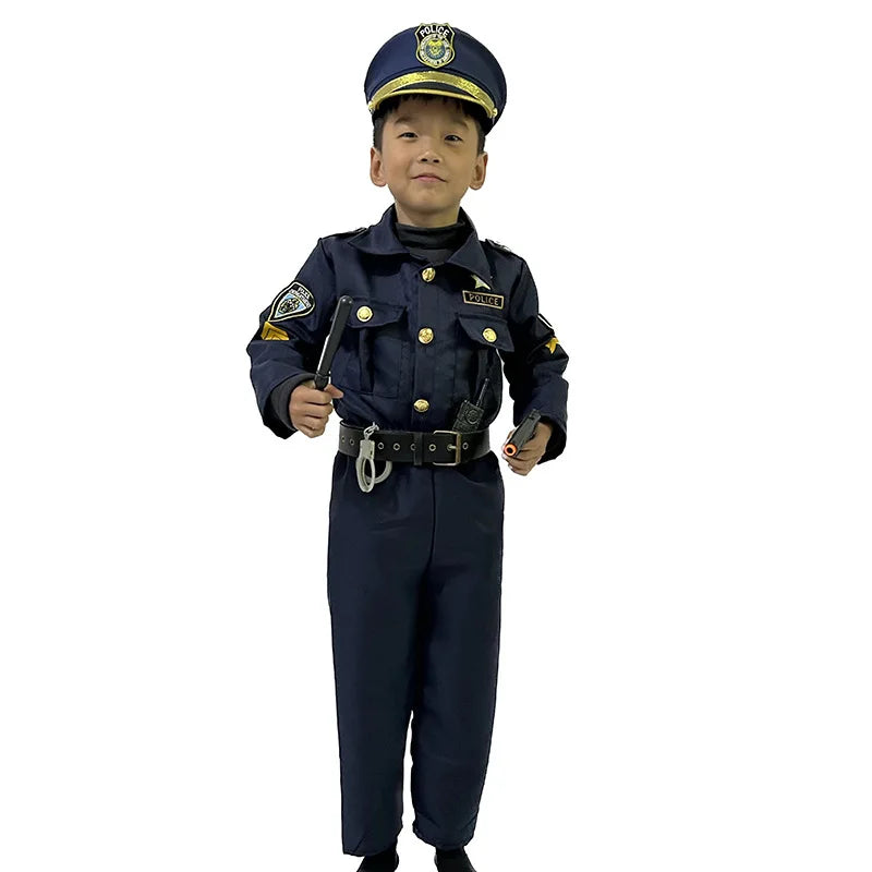 Costume Policier Enfant – Déguisement Halloween & Carnaval, Ensemble Unisexe, Tailles XS à XL (90-130 cm)