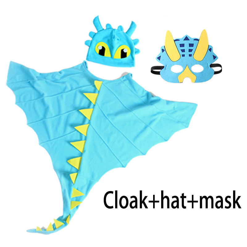 Cape Dinosaure Enfant – Déguisement Halloween & Noël, Tissu 120x110cm, 5 Coloris, 3-8 Ans