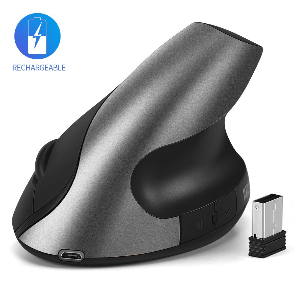 Souris Sans Fil Ergonomique 2.4G Silencieuse Rechargeable – Verticale & Tenue en Main, Optique, Or Gris Noir, PC & Laptop