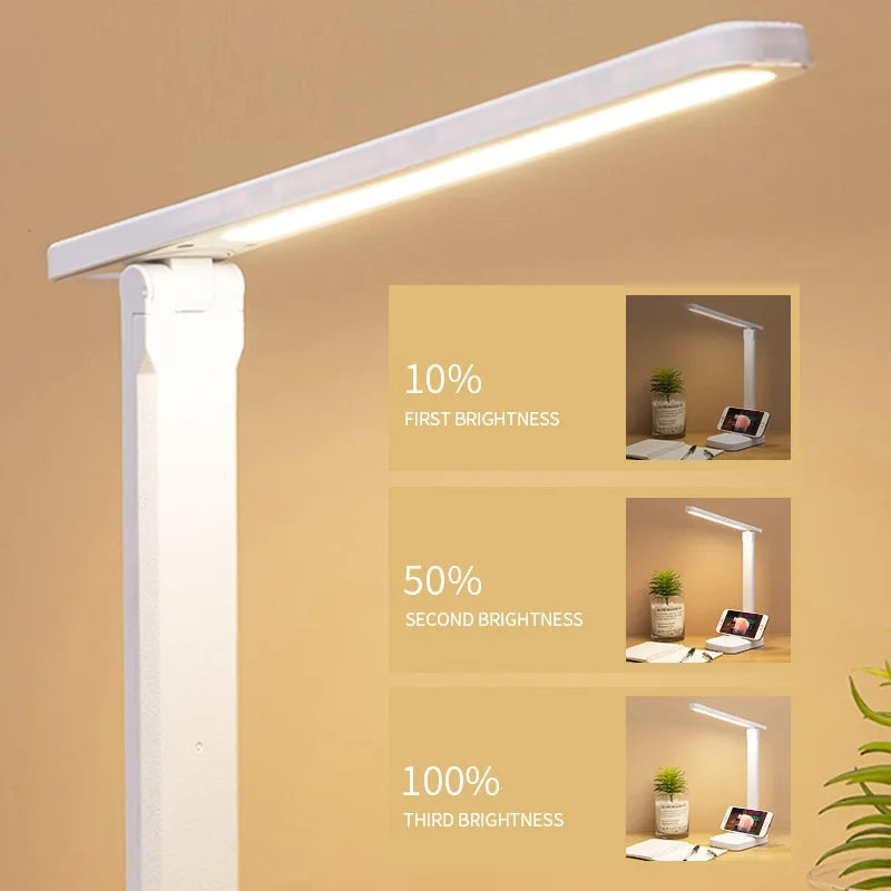 Lampe de Bureau LED Protection Oculaire – Tactile, Dimmable 3 Niveaux, Réglage Couleur, Port USB, Lecture & Chevet