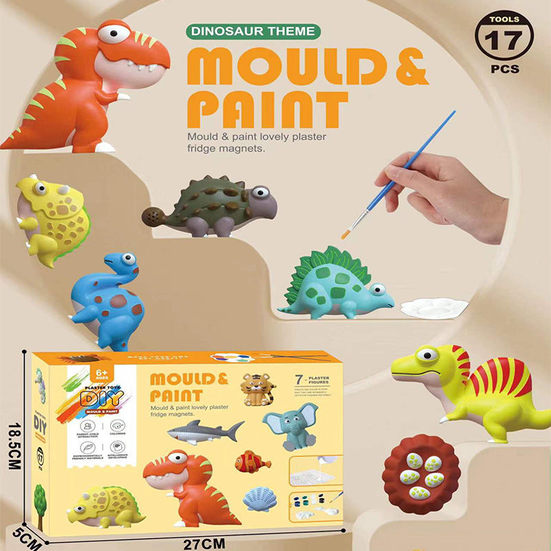 Kit Peinture Plâtre DIY Enfant – Figurines à Peindre, 3 Thèmes au Choix (Dinosaure, Océan, Oiseaux), 7-14 Ans